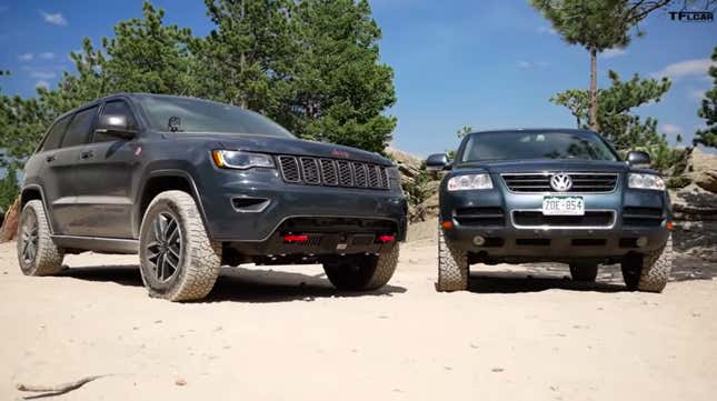 Image for article titled Watch An Old VW Touareg Go Head-To-Head Off-Road Against A New Jeep Grand Cherokee