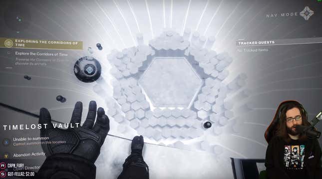 Twitch streamer SayNoToRage working on trying to solve Destiny 2&#39;s latest puzzle for the fourth day in a row.