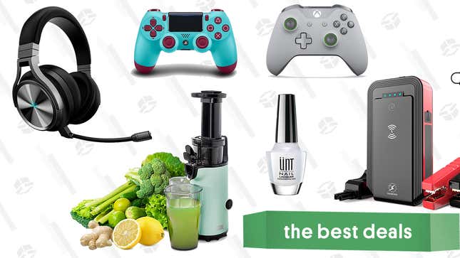 Image for article titled Sunday&#39;s Best Deals: Dash Compact Juicer, Xbox One and PS4 Controllers, Car Jump Starter, Corsair Virtuoso Headset, UNT Ready For Takeoff Peelable Base Coat, and More