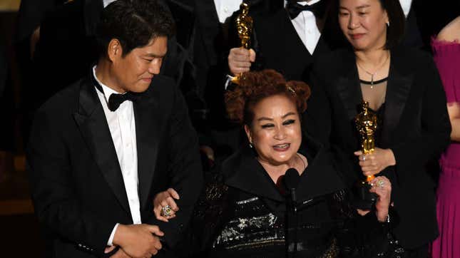 Miky Lee accepting Parasite’s Oscar for Best Picture