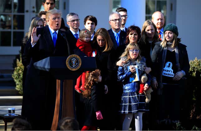 Donald Trump speaks to anti-abortion supporters last year at a March for Life event at the White House.