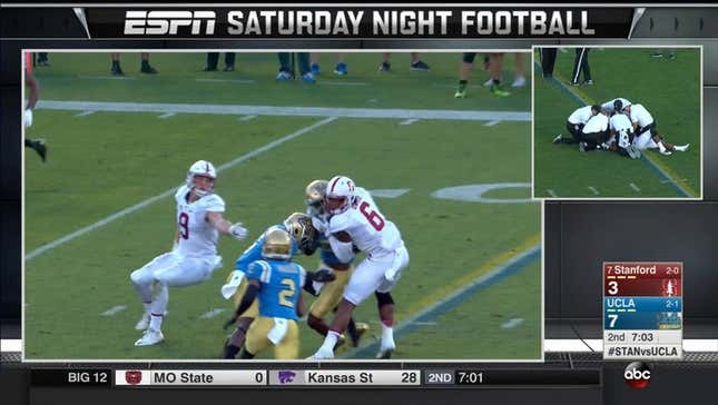 Francis Owusu Knocked Out By Helmet To Helmet Hit; Officials Review Video, Somehow Declare It Legal