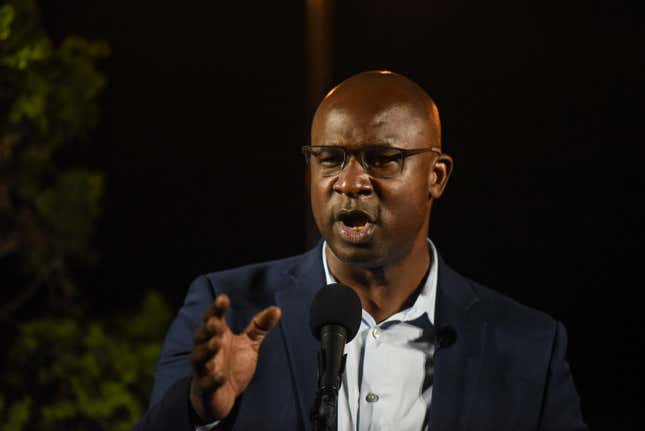 New York Democratic House candidate Jamaal Bowman greets supporters on June 23, 2020 in Yonkers, New York. Jamaal Bowman is running to unseat Representative Eliot Engel (D-NY) for the 16th congressional district.