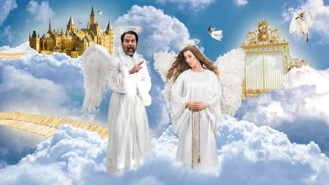 The former dictator and current angel is considering talking to God about limiting the number of Jews in Heaven.