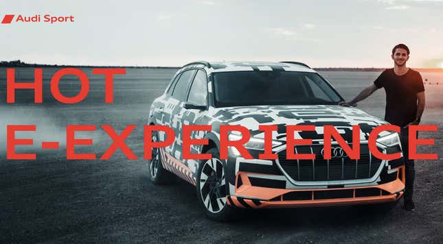 A timely image caption from an Audi e-tron promo.