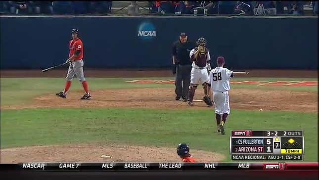 College Baseball Player Takes A Slider Right To The Dick