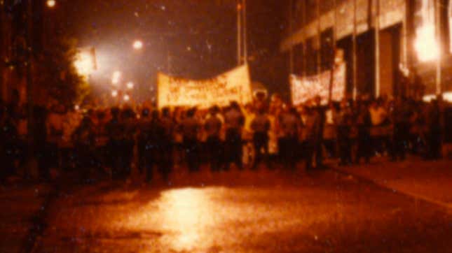An anti-Cruising demonstration from the summer of 1979