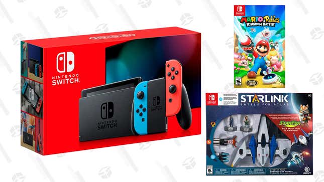 Nintendo - Switch 32GB Console + Mario + Rabbids Kingdom Battle &amp; Starlink: Battle for Atlas | $300 | Best Buy