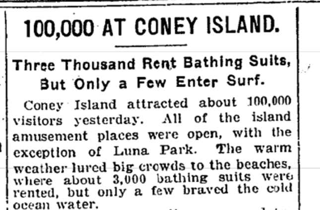 Image for article titled Did You Know: Coney Island Visitors Used to Rent Their Bathing Suits