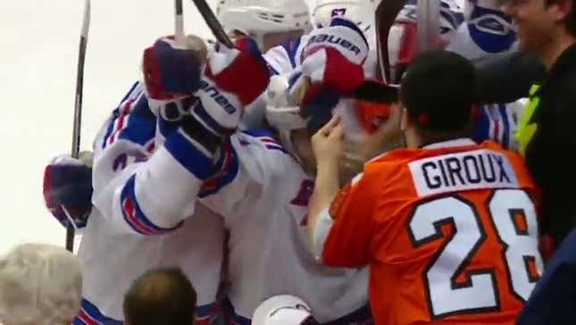 Daniel Carcillo Scores Goal; Flyers Fan Flips Double Bird In His Face
