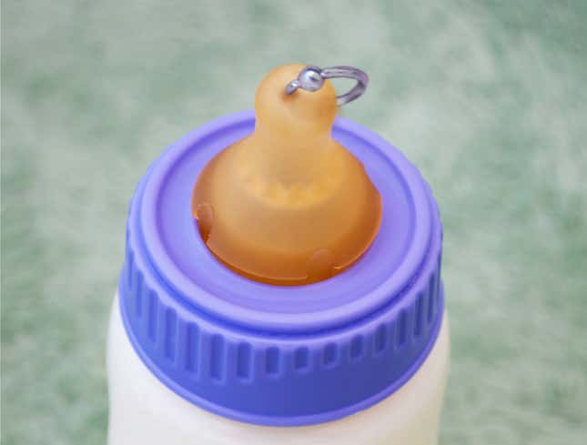 Image for article titled Nipple Of Baby’s Bottle Pierced For Authenticity