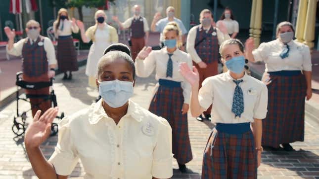 Image for article titled Disney World&#39;s New &#39;Welcome Back&#39; Video Looks Like a Bad Coronavirus Satire