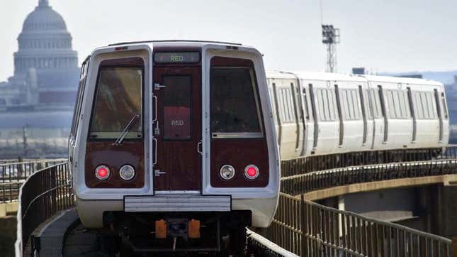 A Washington, D.C., Metro train headed toward Union Station