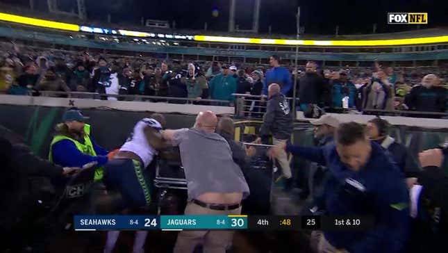 Quinton Jefferson Restrained From Fighting Bad Jags Fan