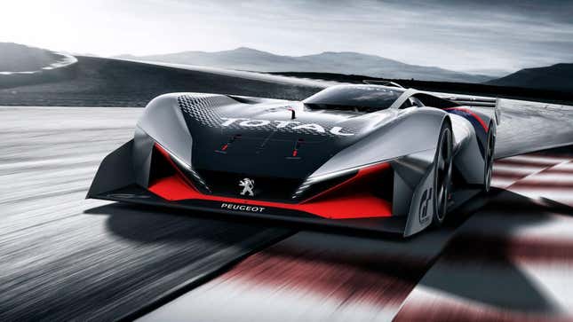 Peugeot didn’t give us a concept of what this Le Mans car might look like, so the best we have to go on is its 2017 Vision Gran Turismo car. Image: Peugeot