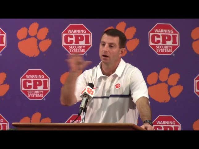 Dabo Swinney Thinks Reporters Should Be Fired For Doing Their Jobs