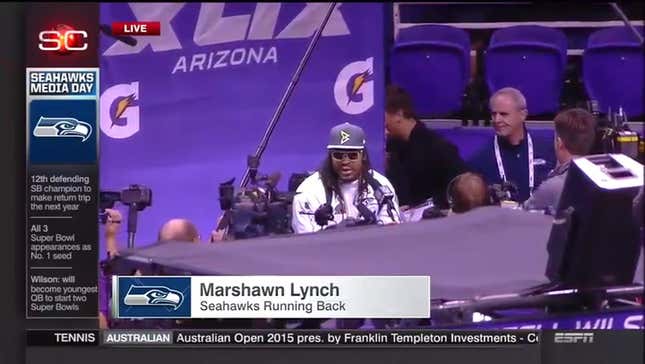 Watch Marshawn Lynch Give The Same Answer 25 Times At Media Day