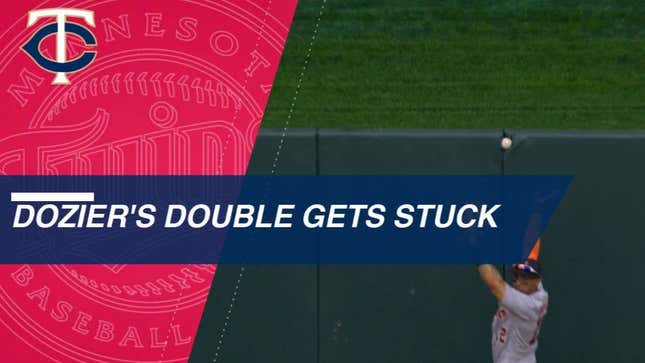 Brian Dozier Got A Ball Stuck In The Outfield Wall