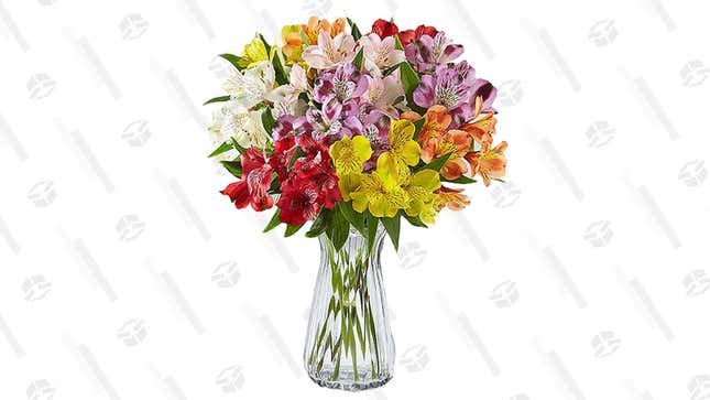 Peruvian Lilies: 10 Stems with Clear Vase | $35 | 1800Flowers