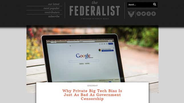 Image for article titled The Federalist Bends the Knee to Big Tech, Deletes Its Awful Comments Section