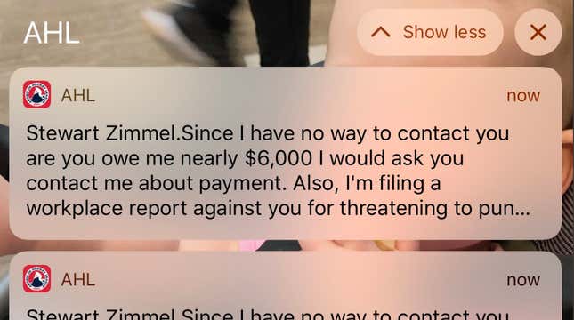 Image for article titled The AHL App Melted Down And Demanded $6,000 From A Guy Named Stewart