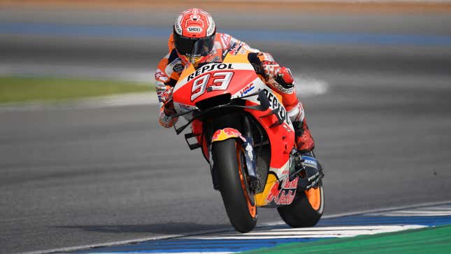 Image for article titled MotoGP Rider Marc Marquez Miraculously Unhurt After Terrifying Crash