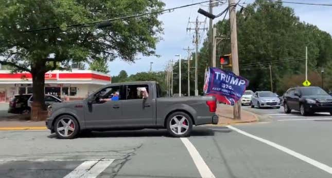 Image for article titled Caravan of Trump Supporters Shouted Slurs and Other Obscenities at Bystanders During NC Parade