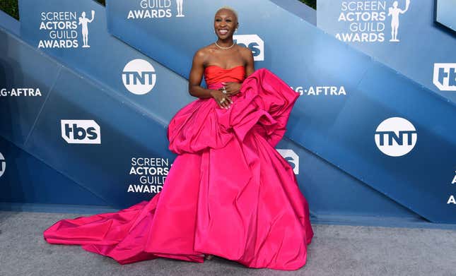 Cynthia Erivo arrives for the 26th Annual Screen Actors Guild Awards at the Shrine Auditorium in Los Angeles on Jan. 19, 2020.