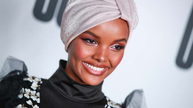 Halima Aden attends House Of Uoma presents the launch of Uoma Beauty on April 25, 2019 in Los Angeles, California.