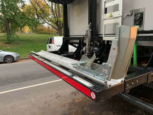 This is the motorcycle rack attached to the rear of the truck.