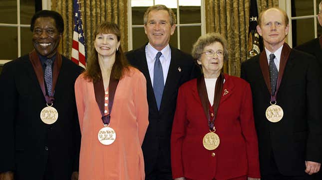 Cleary, second from right, receiving the National Medal of the Arts in 2003.
