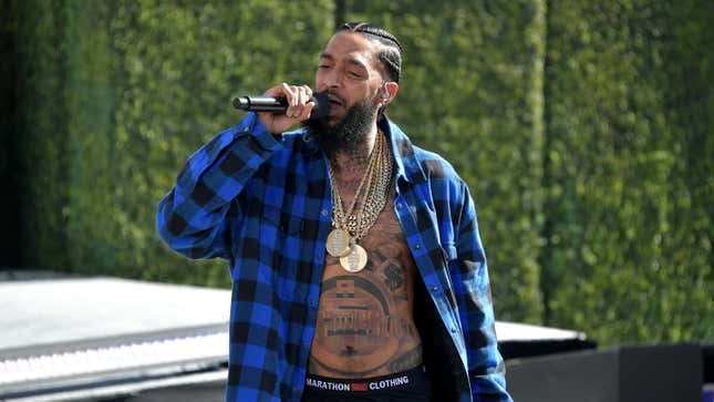 Nipsey Hussle performs onstage at Live! Red! Ready! Pre-Show, sponsored by Nissan, at the 2018 BET Awards on June 24, 2018 in Los Angeles, California.