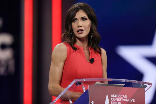 South Dakota Gov. Kristi L. Noem speaks at white Freaknik.
