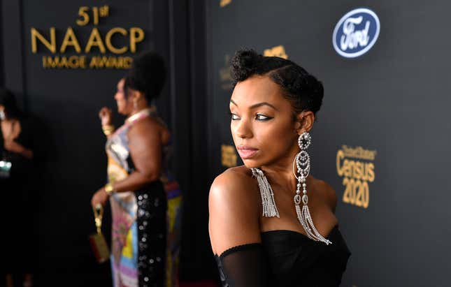 Lizzo, left, and Logan Browning at the 51st NAACP Image Awards at Pasadena Civic Auditorium on February 22, 2020, in Pasadena, Calif. 