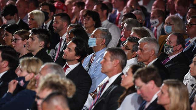 Attendees at the Trump acceptance speech at the Republican National Convention on the South Lawn of the White House on Aug. 27, 2020.