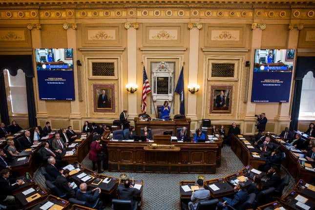 Speaker of the Virginia House of Delegates Eileen Filler-Corn (D-Fairfax) speaks during opening ceremonies of the 2020 Virginia General Assembly at the Virginia State Capitol on January 8, 2020, in Richmond, Virginia. 