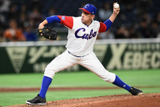 Pitcher Leandro Martinez #71 of Cuba throws in the top of the fifth inning during the World Baseball Classic Pool E Game Five between Netherlands and Cuba at the Tokyo Dome on March 15, 2017 in Tokyo, Japan. 