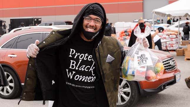 Nick Cannon attends the Feed Your City Challenge COVID-19 relief event on October 17, 2020 in Chicago, Illinois.