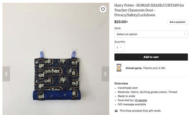 A Harry Potter window shade designed to cover classroom windows for lockdown drills