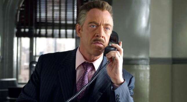 J.K. Simmons as J. Jonah Jameson in the older Spider-Man films. He’s back. 
