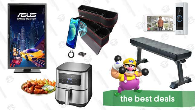 Image for article titled Sunday&#39;s Best Deals: Ring Video Doorbell Pro, Asus 27&quot; Gaming Monitor, Car Seat Gap Fillers, Workout Bench, Digital Air Fryer, and More