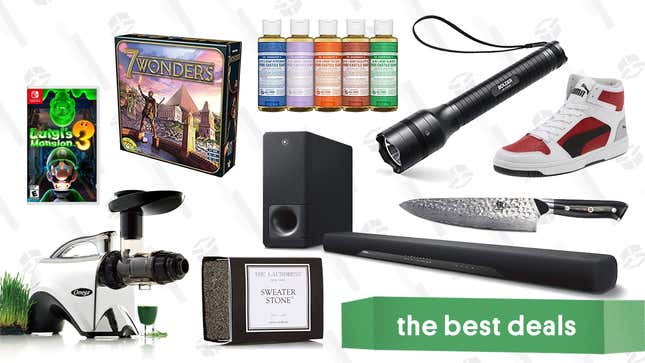 Image for article titled Tuesday&#39;s Best Deals: Puma Sale, Luigi&#39;s Mansion 3, Dr. Bronner&#39;s Sampler, Anker Flashlights, and More