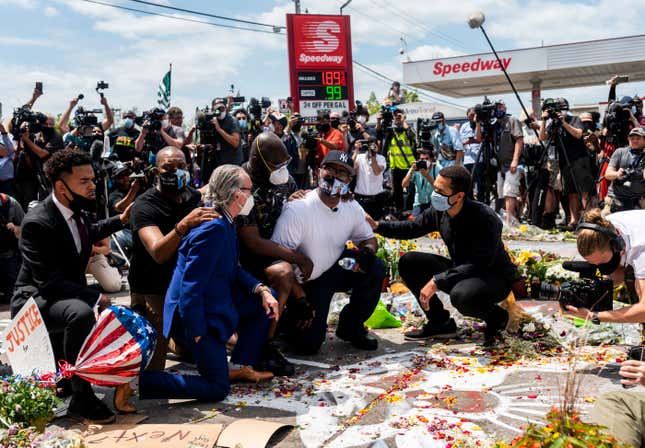 Terrence Floyd, center, attends a vigil where his brother George Floyd was killed by police one week ago on June 1, 2020 in Minneapolis, Minnesota. 