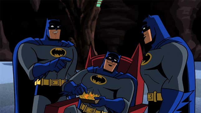 Grab some nachos and a trio of Batmen, it’s time to watch some cartoons.