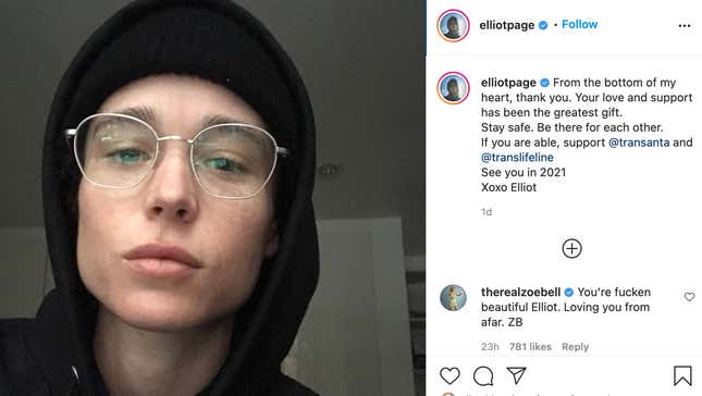 Image for article titled Congrats to Everyone Who Was Not an Asshole to Elliot Page After He Came Out