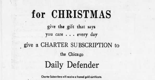 1955 ad for a subscription to the Defender