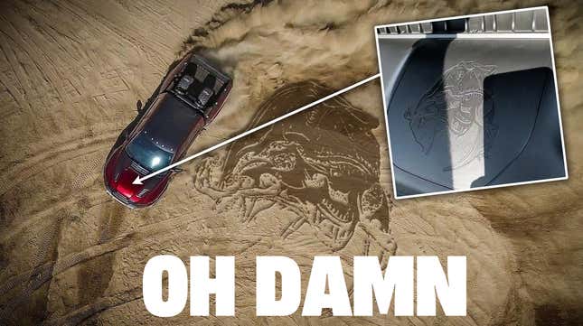 Image for article titled The Ram 1500 TRX Has An Anti-Raptor, Pro-Dinosaur Cannibalism Easter Egg