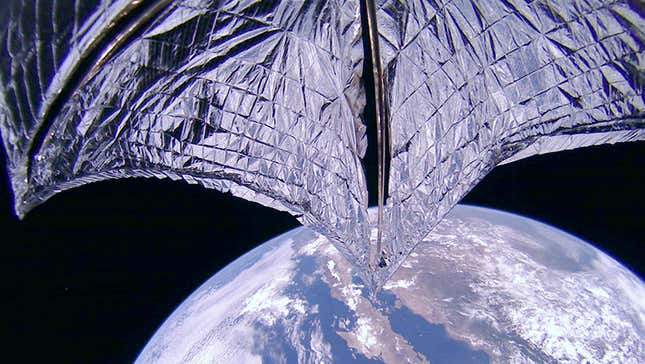 A photo released today showing the recently unfurled solar sails. 