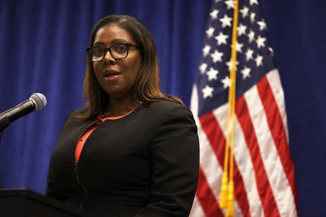 New York State Attorney General Letitia James speaks during a press conference announcing a lawsuit to dissolve the NRA on August 06, 2020, in New York City. 