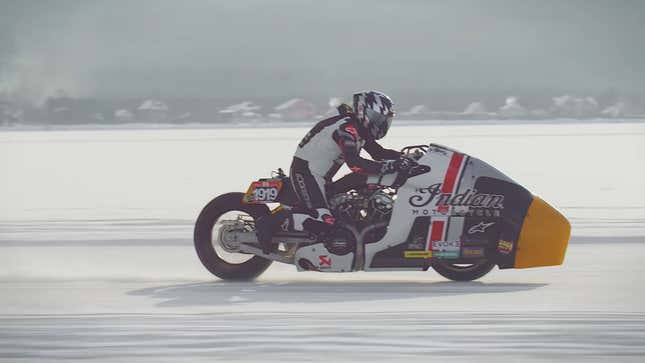 Image for article titled This Wild Motorcycle Was Built To Go Really Fast On Ice